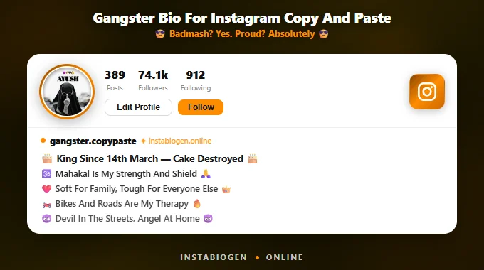 Gangster Bio For Instagram Copy And Paste